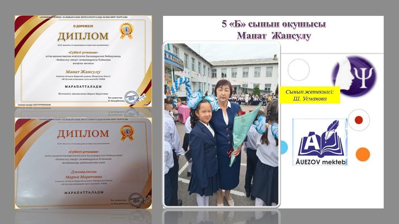 "Сүйікті ұстазыма" байқауының жеңімпазы